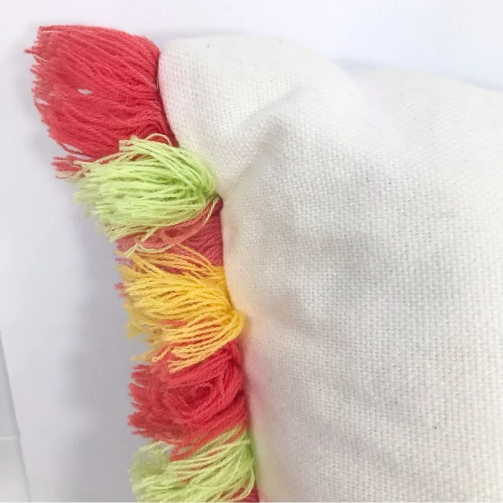 Joann Colorful Tassel Holiday Themed Embroidered Christmas Accent Pillow
